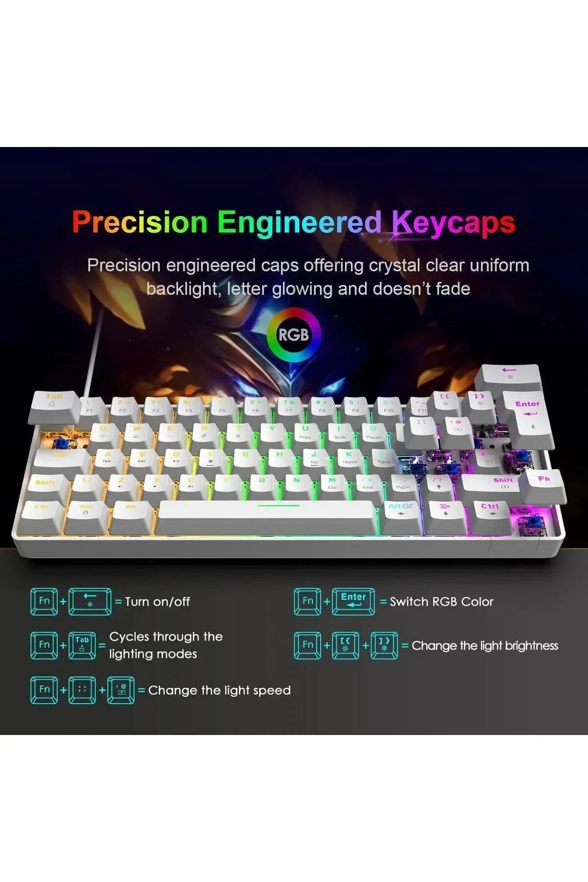 T60 Siyah Mavi Blue Switch App Uygulamalı Mekanik Rgb Klavye Kablolu Gaming Oyuncu Klavyesi