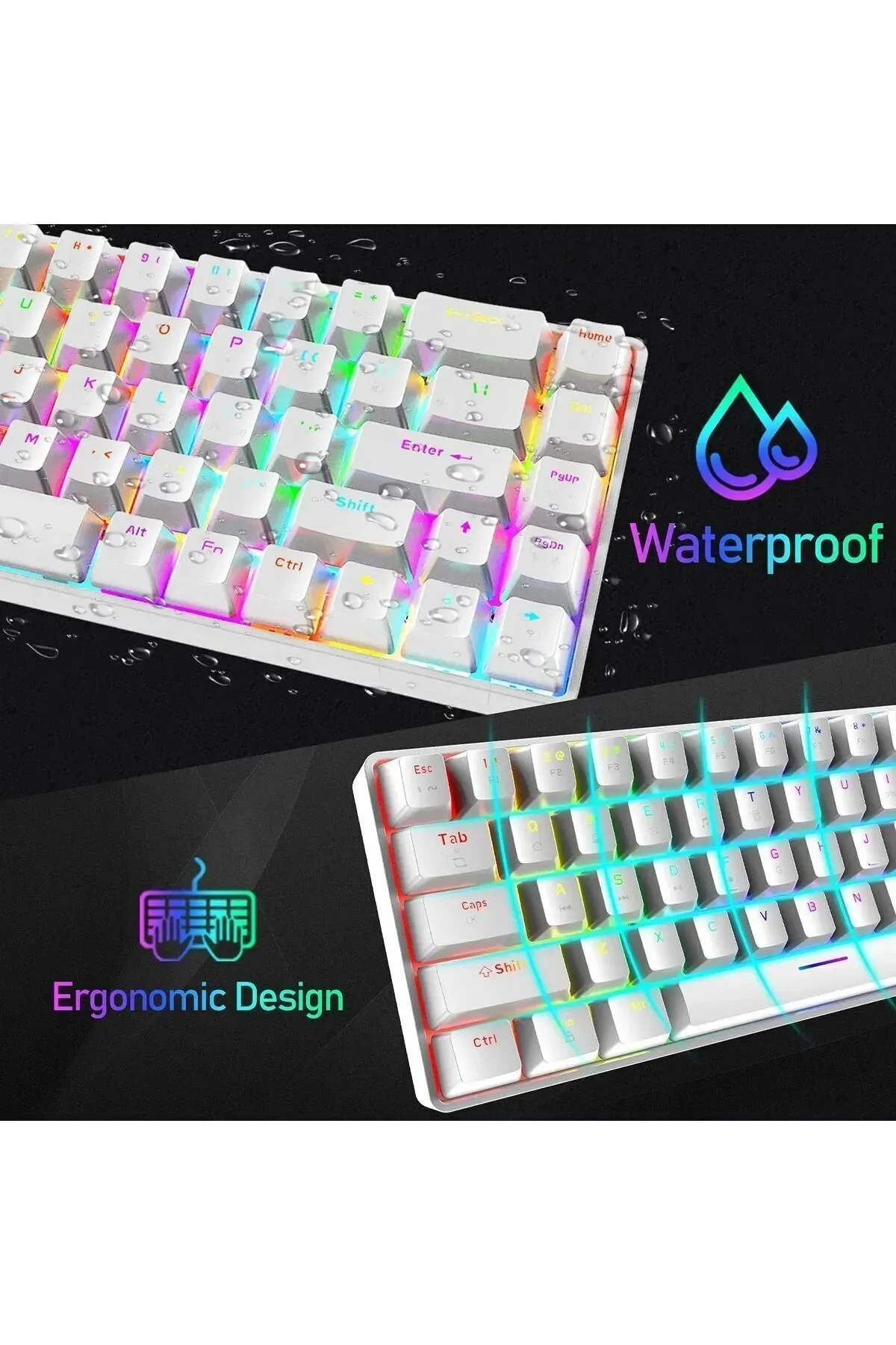 T60 Siyah Mavi Blue Switch App Uygulamalı Mekanik Rgb Klavye Kablolu Gaming Oyuncu Klavyesi