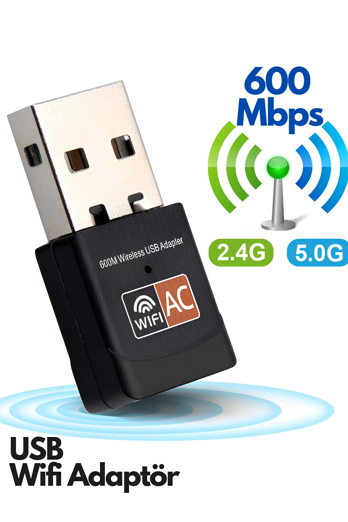Usb Wifi Adaptör 600 Mbps Dual Bant Wifi Alıcı Çevirici Dongle İnternet Alıcı Usb