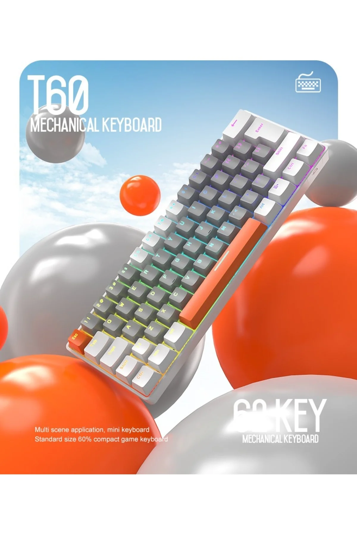 Ziyoulang T60 Mini Rgb 62 Tuş Mekanik Red Switch Gaming Oyuncu Klavyesi