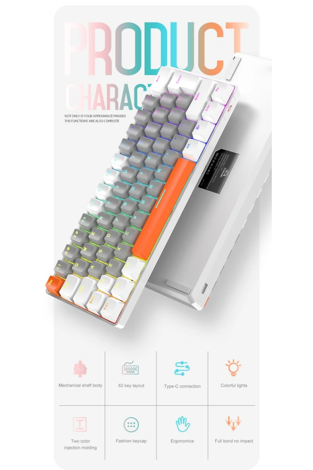 Ziyoulang T60 Mini Rgb 62 Tuş Mekanik Red Switch Gaming Oyuncu Klavyesi